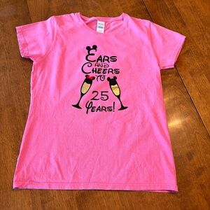 Etsy Disney themed  25th anniversary tee women’s medium “Ears and Cheers” pink